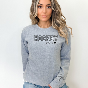 "Hockey Mama" Crewneck Sweatshirt  (sleeve design)