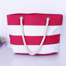 Load image into Gallery viewer, Striped Canvas Beach Bag
